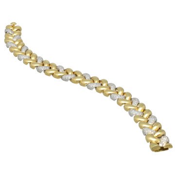 Geelgouden vintage gourmet armband met Diamant