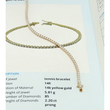 14 Krt Tennisarmband 2.20 Ct, incl HRD Certificaat