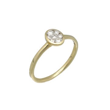 14 Krt Ovale ring met Briljant 0.23Ct. 