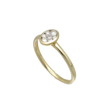 14 Krt Ovale ring met Briljant 0.23Ct. 