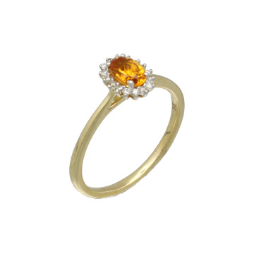 9 Krt Entourage ring met Citrien en Briljant
