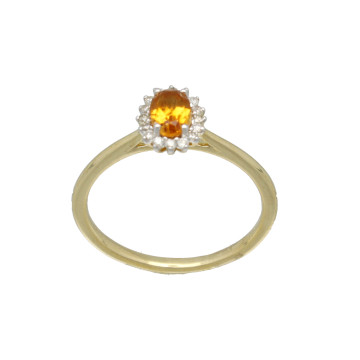 9 Krt Entourage ring met Citrien en Briljant