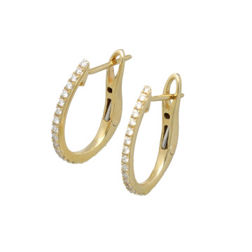 Geelgouden Oorringen met Briljant 0.17 Ct