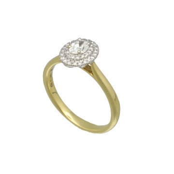18 Krt. Gouden ring Ovale Briljant GIA 0.30Ct. 