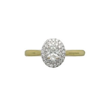 18 Krt. Gouden ring Ovale Briljant GIA 0.30Ct. 