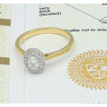 18 Krt. Gouden ring Ovale Briljant GIA 0.30Ct. 