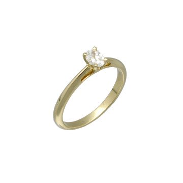 14 Krt. gouden Solitaire ring GIA Ovale Briljant 0.30Ct.