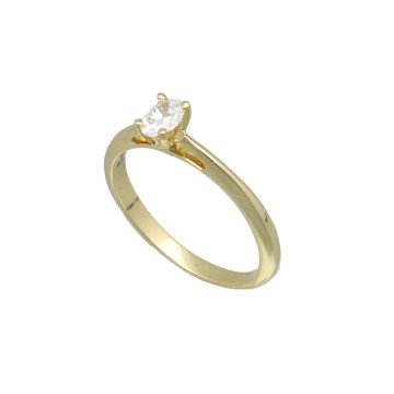 14 Krt. gouden Solitaire ring GIA Ovale Briljant 0.30Ct.