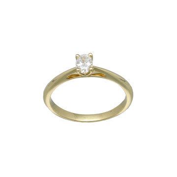 14 Krt. gouden Solitaire ring GIA Ovale Briljant 0.30Ct.