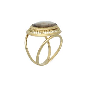14 Krt gouden ring met Rook Topaas