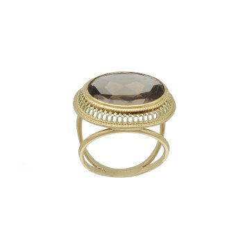 14 Krt gouden ring met Rook Topaas