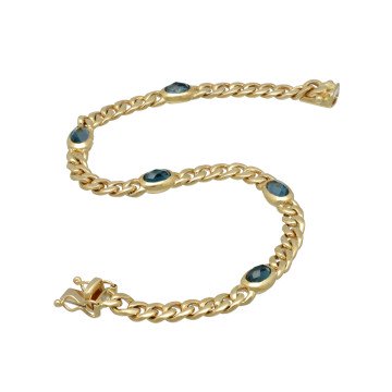 14 krt massief gouden gourmet armband met London Blue Topaas