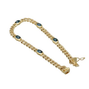14 krt massief gouden gourmet armband met London Blue Topaas