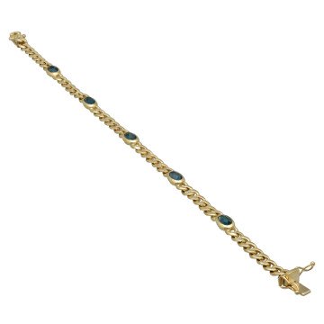 14 krt massief gouden gourmet armband met London Blue Topaas
