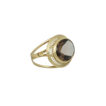 14 Krt gouden ring met Rook Topaas