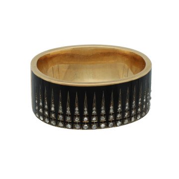 Antiek Gouden  Armband met Roos Diamant en Emaille.