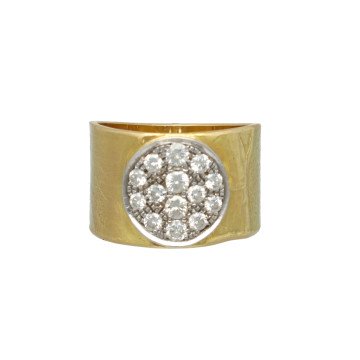 18 Krt gehamerde ring met Briljanten 0.50 Ct