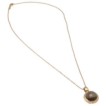 14 Krt. Rose Goud Collier met Rookkwarts/ Diamant