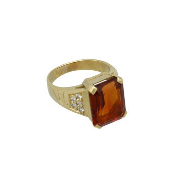 18 Krt Ring met Diamant en Madeira Citrien
