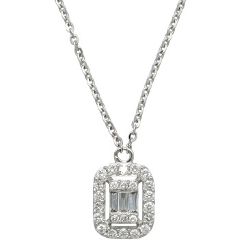 Witgouden  collier met Diamant 0.17 Ct