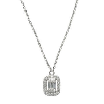 Witgouden  collier met Diamant 0.17 Ct