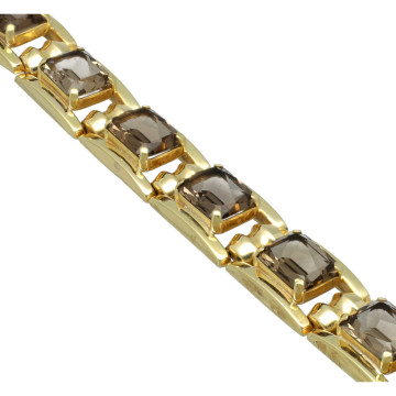 Vintage Gouden Armband bezet met Rookkwarts