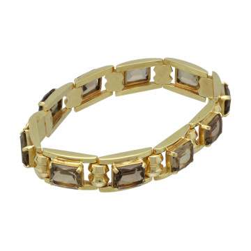 Vintage Gouden Armband bezet met Rookkwarts