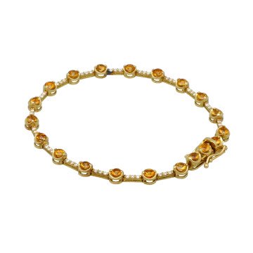18 Krt  Armband met Citrien en Diamant 0.35 Ct