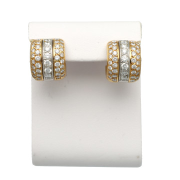 18 Krt Bi-Color Gouden Oorbellen met Briljant ca. 1.15 Ct