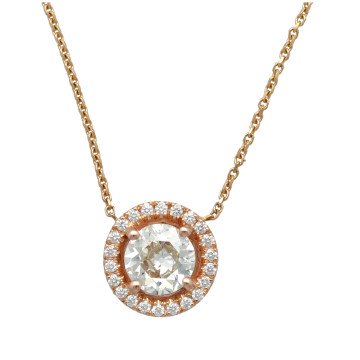 18 Krt Rose Gouden Collier met Briljant Hanger 0.93 Ct
