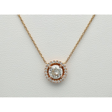 18 Krt Rose Gouden Collier met Briljant Hanger 0.93 Ct