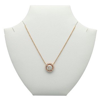 18 Krt Rose Gouden Collier met Briljant Hanger 0.93 Ct