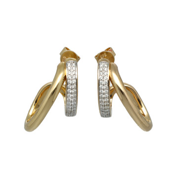 14 Krt. fantasie oorbellen met Briljant 0.46 ct.