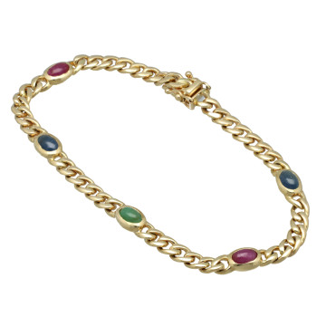 14 Krt.massieve maxima armband met robijn-saffier-smaragd