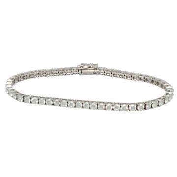 18 Krt. Witgouden tennisarmband bezet met 5.80ct Briljant