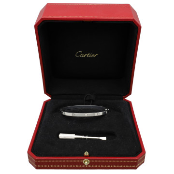 Witgouden Cartier Love Armband met Diamant smal model