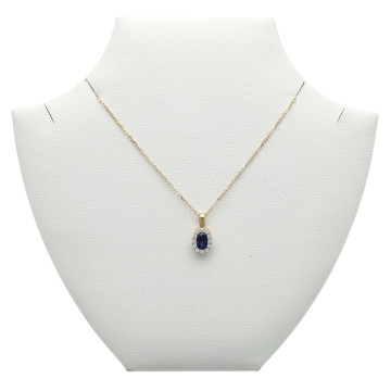 geelgouden collier met Saffier en Diamant