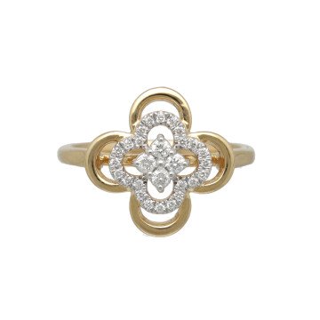 Geelgouden ring klaver met diamant