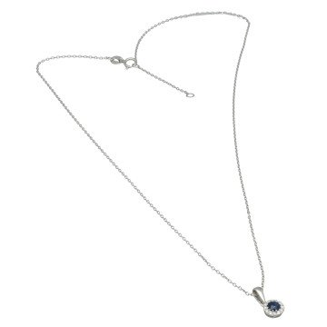 Witgouden Collier met Saffier en Diamant