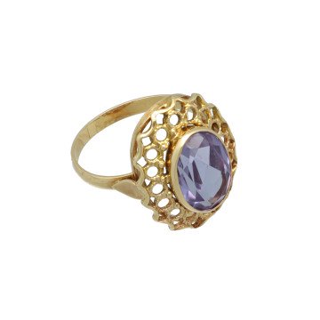 Geelgouden ring met Amethist