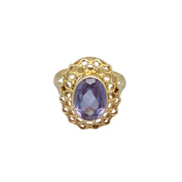 Geelgouden ring met Amethist