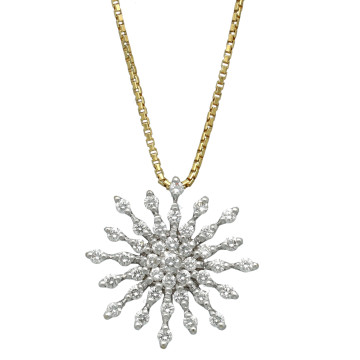 Geelgouden collier stervorm met diamant