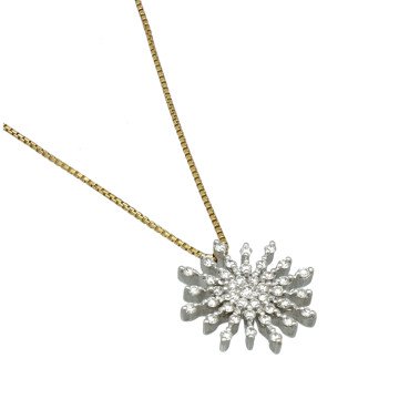 Geelgouden collier stervorm met diamant