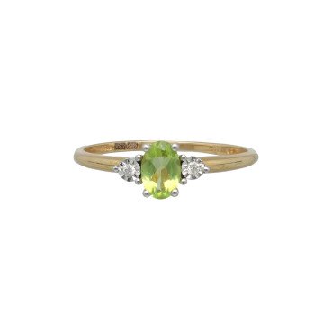 Geelgouden ring met diamant en peridot