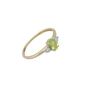 Geelgouden ring met diamant en peridot