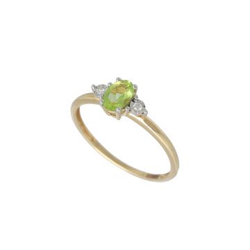 Geelgouden ring met diamant en peridot