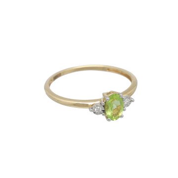 Geelgouden ring met diamant en peridot