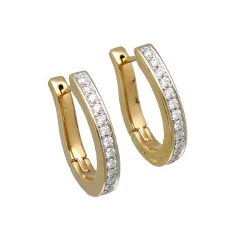 Geelgouden oorringen met Diamant 0.45 ct