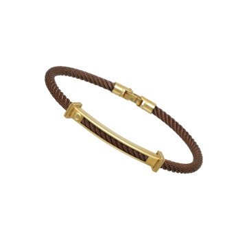 Heren Armband Goud Bruin Staal