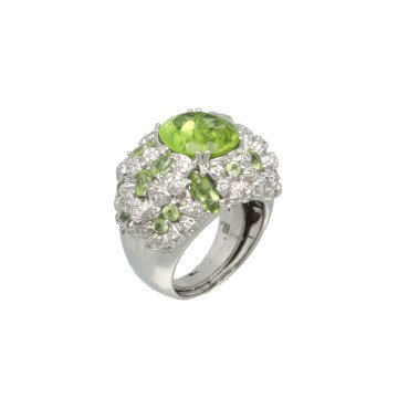 Exclusief Witgouden Cocktailring met Peridot & Diamant